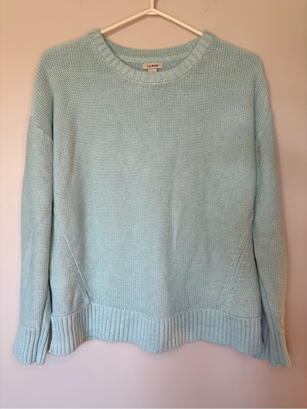 L.L. Bean Women's Mint Aqua blue Crewneck knit Sweater